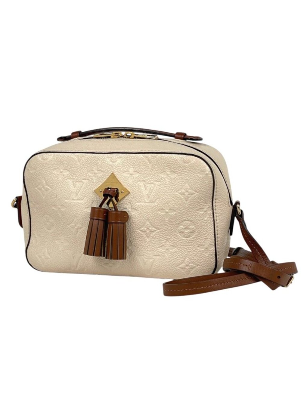 Louis Vuitton Saintonge Shoulder Bag 2-Way Monogram Empreinte Cream Glitter